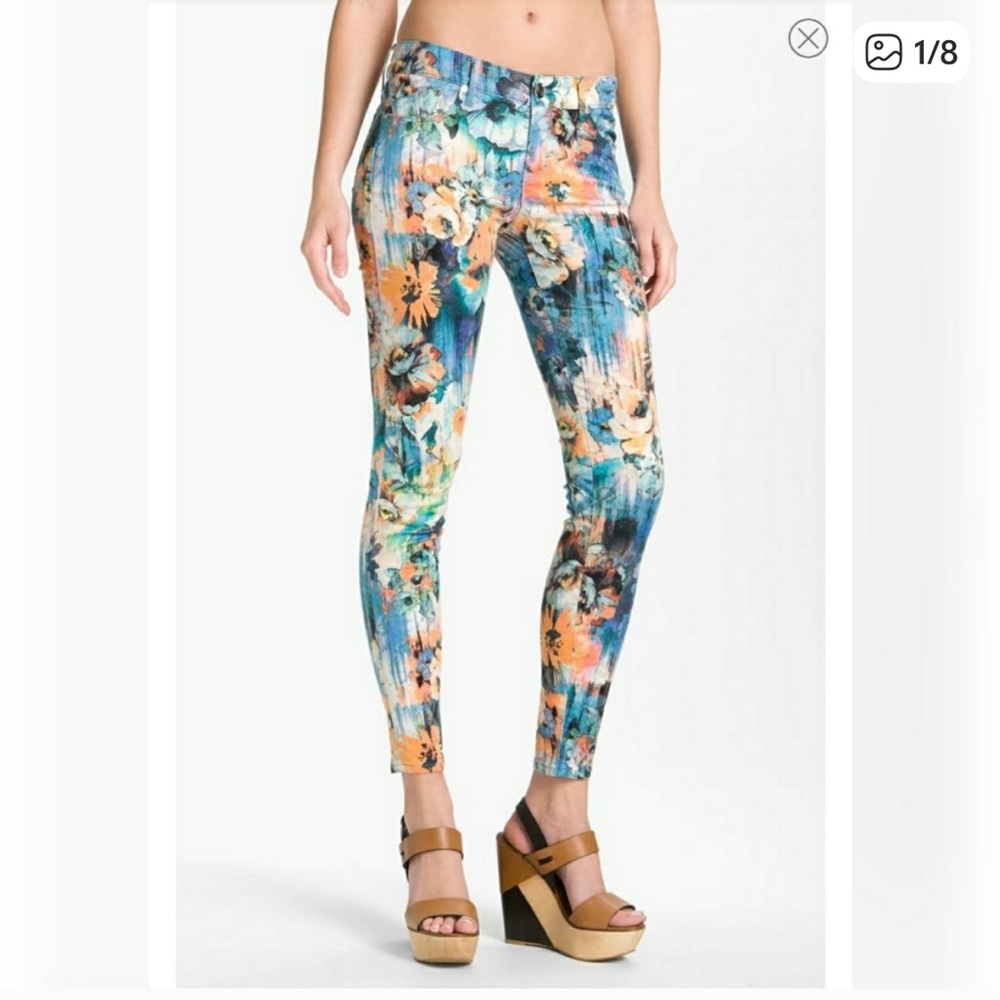 Dylan George Watercolor Floral Skinny Jean
